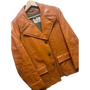 Lakeland Vintage 70's Cinnamon Brown Leather Car Coat
